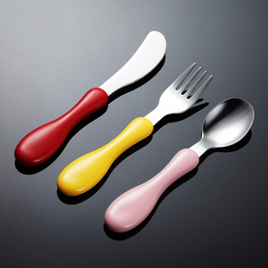 Thép không gỉ vui vẻ bữa ăn tối đồ dùng sáng đầy màu sắc xếp chồng dao kéo thiết lập cho trẻ em dao muỗng nĩa 3 cái/bộ 1044001 - Product Image 3