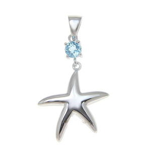 Asli <span class=keywords><strong>Blue</strong></span> <span class=keywords><strong>Topaz</strong></span> Sterling Silver 925 Hawaiian Laut Bintang Laut Liontin - Product Image 3