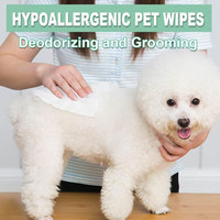 Lingettes de toilettage pour animaux de compagnie pour chiens et chats 80 unités, lingettes humides désodorisantes hypoallergéniques pour animaux de compagnie pour pattes corps visage oreille bout à bout