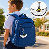 Porte-clés personnalisé en PVC souple 2D avec ailes d'ange en caoutchouc plat, cadeau religieux et spirituel