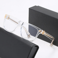 Vente en gros de lunettes carrées noires rétro de luxe pour hommes, lunettes de marque pour femmes, monture anti-lumière bleue