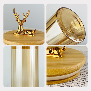 Amber Deer Head Striped Glass <strong>Storage</strong> <strong>Jar</strong> <strong>Kitchen</strong> Household Dried Fruit Coffee Bean sealed <strong>Jar</strong> - Product Image 5