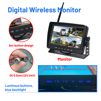 Kit de Monitor de Cámara de Reversa Inalámbrica VD de 7 Pulgadas y 4 Canales con Pantalla Dividida, Líneas de Estacionamiento, Visión Nocturna, IP69K, 12-24V para Camiones, Autobuses, Autocaravanas y Remolques