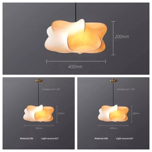 Nordique Moderne Simple Minimaliste Contemporain E27 <span class=keywords><strong>Suspension</strong></span> <span class=keywords><strong>Tissu</strong></span> Art Pendentif Lampes Soie Couvert Luminaire Lustres - Product Image 3