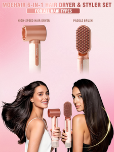 Sèche-cheveux et <span class=keywords><strong>brosse</strong></span> volumisante professionnelle 5-en-1 à ions négatifs Moehair avec moteur sans balais et 3 vitesses - Product Image 5