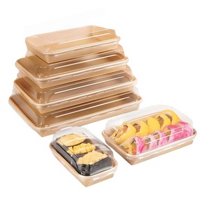 Caja de comida bento de papel reciclable y personalizable, bandeja de sushi biodegradable para llevar, envase de sushi, caja de comida - Product Image 3