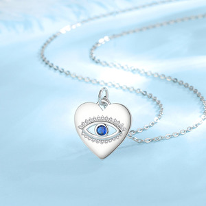 Changda donna 925 alla moda collana pendente in argento Sterling Link blu malocchio cuore buona fortuna antica <span class=keywords><strong>religione</strong></span> egiziana turca - Product Image 2