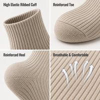 Chaussettes mi-mollet pour hommes, logo personnalisé OEM de haute qualité, couleur unie, coton peigné premium, douces et respirantes, chaussettes d'automne pour hommes