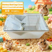 Cage professionnelle pour hamsters vivants, avec dessus en maille d'acier inoxydable, base en plastique PP épaissie, fermeture à bouton-pression, forme rectangulaire