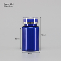 Bouteilles en plastique PET transparent bleu pour pilules et comprimés, 80 ml, 120 ml, 150 ml, 200 ml, directement de l'usine
