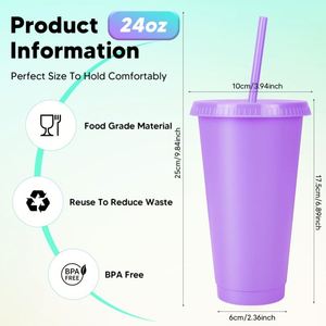 Gobelet en plastique coloré personnalisable avec logo, 24 oz, réutilisable, grande capacité 710 ml, pour les fêtes au bord de la piscine, les rassemblements, les anniversaires - Product Image 2