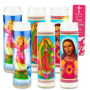 Groothandel Export Op Maat Gemaakte Kleurstickers Spirituele Katholieke Heiligen Geparfumeerd 7 Dagen Glazen Pot Kerk Gebed Religieuze Kaarsen Bulk - Product Image 1