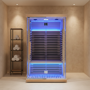 Sauna Infrarroja <span class=keywords><strong>de</strong></span> Grado Médico Personalizada, Sauna Infrarroja Seca Interior <span class=keywords><strong>de</strong></span> Bajo EMF con <span class=keywords><strong>Terapia</strong></span> <span class=keywords><strong>de</strong></span> Luz Roja y Cromoterapia - Product Image 1