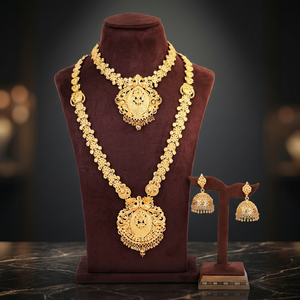 Wholesale Brass 14K/18K/24K Gold Plated Combo Forming <b>Long</b> <b>Necklaces</b> Earrings Traditional Wedding Jewelry Set Women's Fashion - Product Image 5