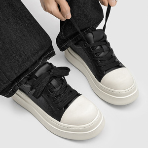 Chaussures décontractées pour hommes à semelle épaisse, en cuir, style skateboard, nouvelle collection, tenis masculino, baskets de marche de haute qualité - Product Image 2