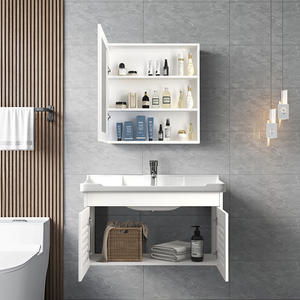 Conjunto de Muebles de Baño, <span class=keywords><strong>Lavabo</strong></span> Suspendido de Piedra Sinterizada, <span class=keywords><strong>Lavabo</strong></span> <span class=keywords><strong>Compacto</strong></span> de Aluminio, <span class=keywords><strong>Lavabo</strong></span> Integrado de Cerámica - Product Image 4