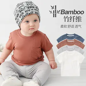 1Pcs Custom Logo RTS Summer Newborn Infant Toddler Boys Girls Clothes Bamboo Baby T-Shirt