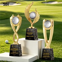 Trophée de tournoi de golf haut de gamme en métal gravé avec cristal artificiel, personnalisé pour la récompense des champions et des activités de club