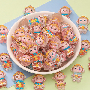 Dessin animé mignon Q Version bouddha noir <span class=keywords><strong>Goku</strong></span> résine accessoires épingle à cheveux résine artisanat chaussures ornement résine moules pour la décoration - Product Image 1