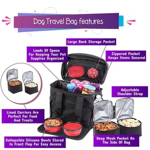 ชุดอุปกรณ์เดินทางสำหรับสุนัข BSCI Factory Dog 5 ชิ้น พร้อมสายสะพายไหล่ 2 ช่องใส่อาหารสัตว์เลี้ยง - Product Image 6