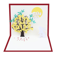 3D-Glückwunschkarte mit Ahornblatt-Motiv, Kreatives Geschenk, Rotes Papier mit UV-Druck