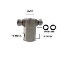 Connecteur de buse de brumisation à double trou en laiton de 9,52 mm, raccord de tuyau de pulvérisation à pression supérieure, capacité 1L, alimenté par l'eau, pour extérieur