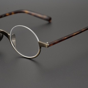 <span class=keywords><strong>Lennon</strong></span> – <span class=keywords><strong>lunettes</strong></span> <span class=keywords><strong>rondes</strong></span> en titane pour hommes et femmes, faites à la main, Super légères, petite monture rétro, haute myopie, demi-jante - Product Image 3