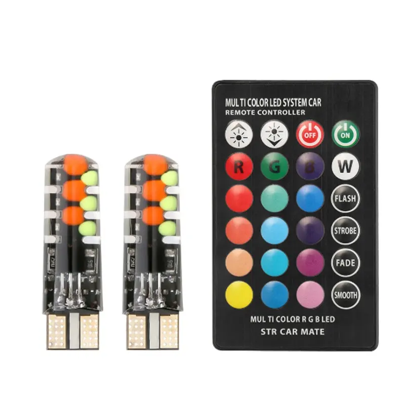 Yosovlamp T10 t10 rgb cob bulb with Remote Control Multi Colors自動車LEDインテリアミュージックt10rgb LED車交換用LEDランプ