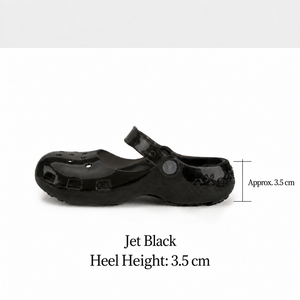 Jet Black Clogs With 3.5 Cm <b>Heel</b> Height <b>Closed</b> <b>Toe</b> Slip On Anti Slippery PVC Upper All Seasons Casual Shoes - Product Image 1