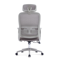Chaise de bureau ergonomique à dossier haut en maille avec appui-tête réglable et support lombaire, chaise de bureau pivotante pour la maison et le bureau, gris