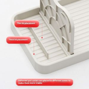 <b>Kitchen</b> Household Multifunctional Vertical Wall-Mounted Soup Spoon <b>Storage</b> <b>Rack</b> Double Pot Cover Shelf Plastic - Product Image 4