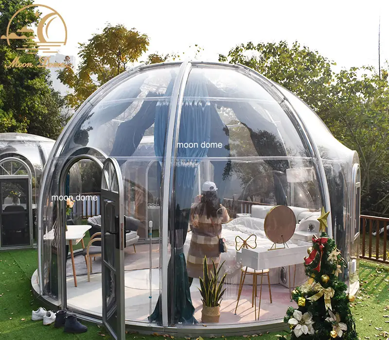 Igloo เต็นท์โชว์สินค้าโรงแรม,เต็นท์แบบโดมเต็นท์กลางแจ้งแบบใสสำหรับท่องเที่ยวเต็นท์โรงแรมมูนโดมแบบใส1เซ็ต