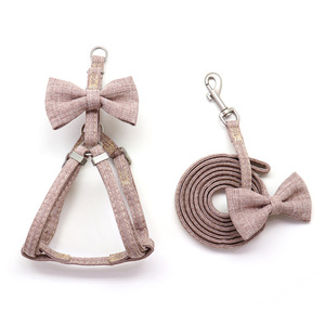 Conjunto de correa de arnés para perros y gatos pequeños de color sólido con lazo - Product Image 2