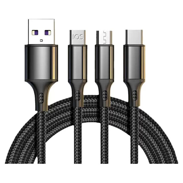 3 in 1 Multiple Charging Cord Braided Multi Charger Cable Universal USB Cable with Type C/Micro for Cell Phones