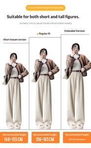 2025 autunno nuovi pantaloni Casual a vita alta dimagranti a gamba larga da <span class=keywords><strong>donna</strong></span> con chiusura a cerniera con orlo smerlato allacciato - Product Image 5