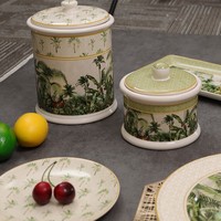 Vente en gros Nouveau design de boîte hermétique en céramique nordique pour la cuisine Stockage en porcelaine Biscuit Pot à thé en grains de café avec couvercle