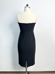 Abito Casual da <span class=keywords><strong>donna</strong></span> personalizzato elegante nero senza spalline con Applique 3D per le serate - Product Image 3