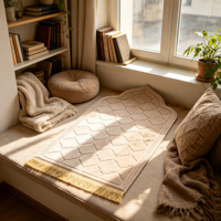 Tapis de prière musulman en flanelle rembourré, antidérapant avec support en PVC, à poils ras, couleur unie, motif musulman, pour la maison
