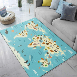 Tappeto in Poliestere Ecologico Antiscivolo con Mappa del Mondo Stampata per l'Apprendimento Domestico dei Bambini - Product Image 1