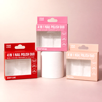 Boîte d'emballage personnalisée en papier kraft avec fenêtre transparente et crochet, boîte pliable en papier couché couleur pour duo de vernis à ongles