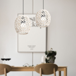 Nordic Bohemian Cotton <b>Rope</b> Lampshade E27 Round Off White Fabric Pendant <b>Light</b> For Living Room Guesthouse Restaurant - Product Image 2