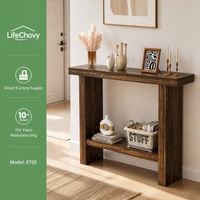 Mesa Consola Estrecha de 39 Pulgadas, Color Marrón Oscuro, Mesa de Entrada Delgada, Ahorra Espacio, con Estante de Almacenamiento de 2 Niveles para Apartamentos Pequeños