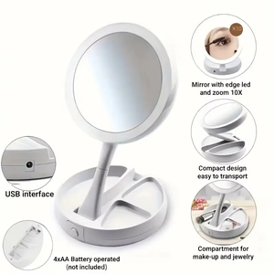 Miroir de maquillage LED pliable avec boîte, double face (1X et 10X) avec grossissement réglable, design compact pour le maquillage - Product Image 5
