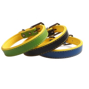 <span class=keywords><strong>Collar</strong></span> de perro grande de dos colores respetuoso con el medio ambiente de los fabricantes, collares para mascotas de cuero genuino de moda fuerte - Product Image 1