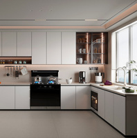Meuble de cuisine blanc minimaliste en gros d'usine avec quincaillerie à fermeture douce, armoire de cuisine sur mesure pour appartement