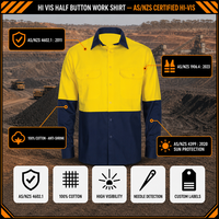Bor Katun Visibilitas Tinggi Kuning/Biru Laut Dua Nada Hi Vis Lengan Panjang Pakaian Kerja Industri Seragam Kerja