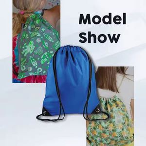 Custom logo Polyester Waterproof Nylon <b>Drawstring</b> Bag <b>Backpack</b> with Sublimation String for Sports Travel - Product Image 5