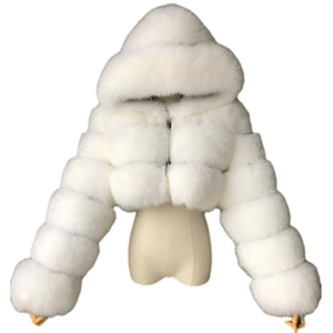 Manteau de Fourrure Veste Mode <span class=keywords><strong>Court</strong></span> pour <span class=keywords><strong>Femme</strong></span> Manteau en Fausse Fourrure de Renard avec <span class=keywords><strong>Capuche</strong></span> Manteau d'Hiver en Fausse Fourrure pour Dame - Product Image 5