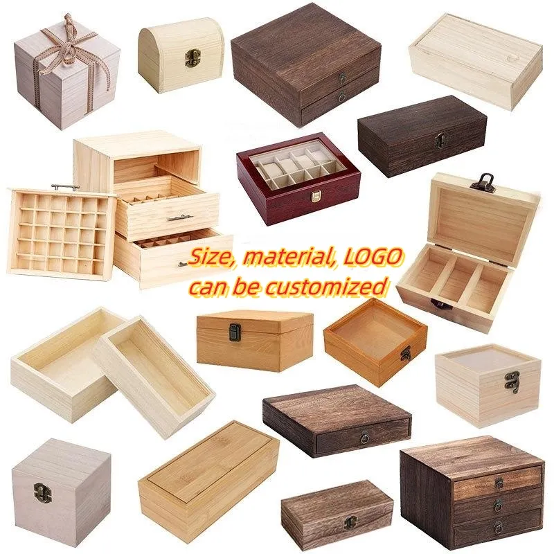 Wholesale wooden box packing box storage box size  material  LOGO can be customized wood product