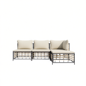 Ensemble de salon de jardin élégant, canapé d'extérieur en rotin PE anthracite, coussin imperméable, mousse haute densité, mobilier de jardin - Product Image 1